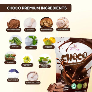 Glowming Choco Chocolate Powder Drink Mix - 200g (10 Sachets x 20g)