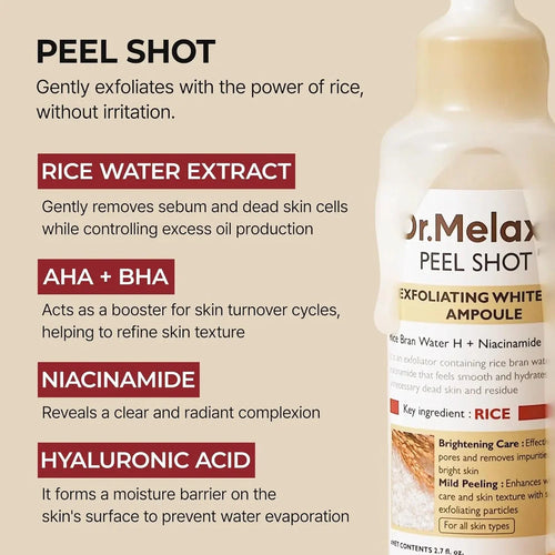 Dr. Melaxin Peel Shot Exfoliating White Rice Ampoule – 80ml