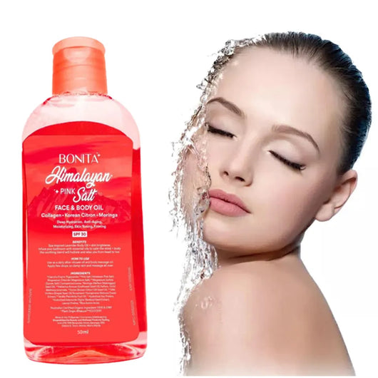 Bonita Himalayan Pink Salt Face & Body Oil with SPF 30 – Multi-Use Nourishing Oil (100ml) Combo