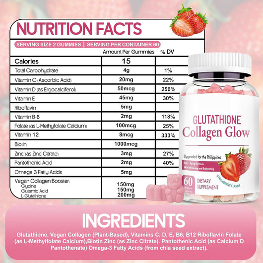 Nature Glow Glutathione Collagen Glow Strawberry Gummies