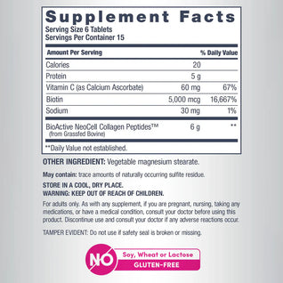 NeoCell Grassfed Collagen Peptides + Vitamin C & Biotin – 90 Tablets