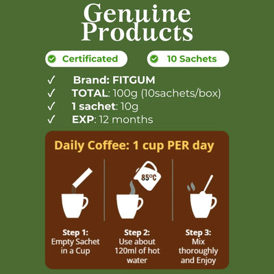 Fitgum Collagen Chia 11 in 1 Shape Coffee Mix – 12g x 10 Sachets