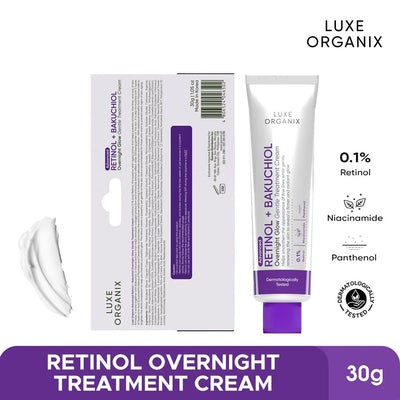 Luxe Organix Retinol + Bakuchiol Overnight Glow Gentle Treatment Cream - 30g