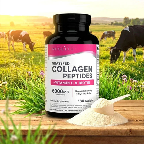 NeoCell Grassfed Collagen Peptides + Vitamin C & Biotin – 180 Tablets