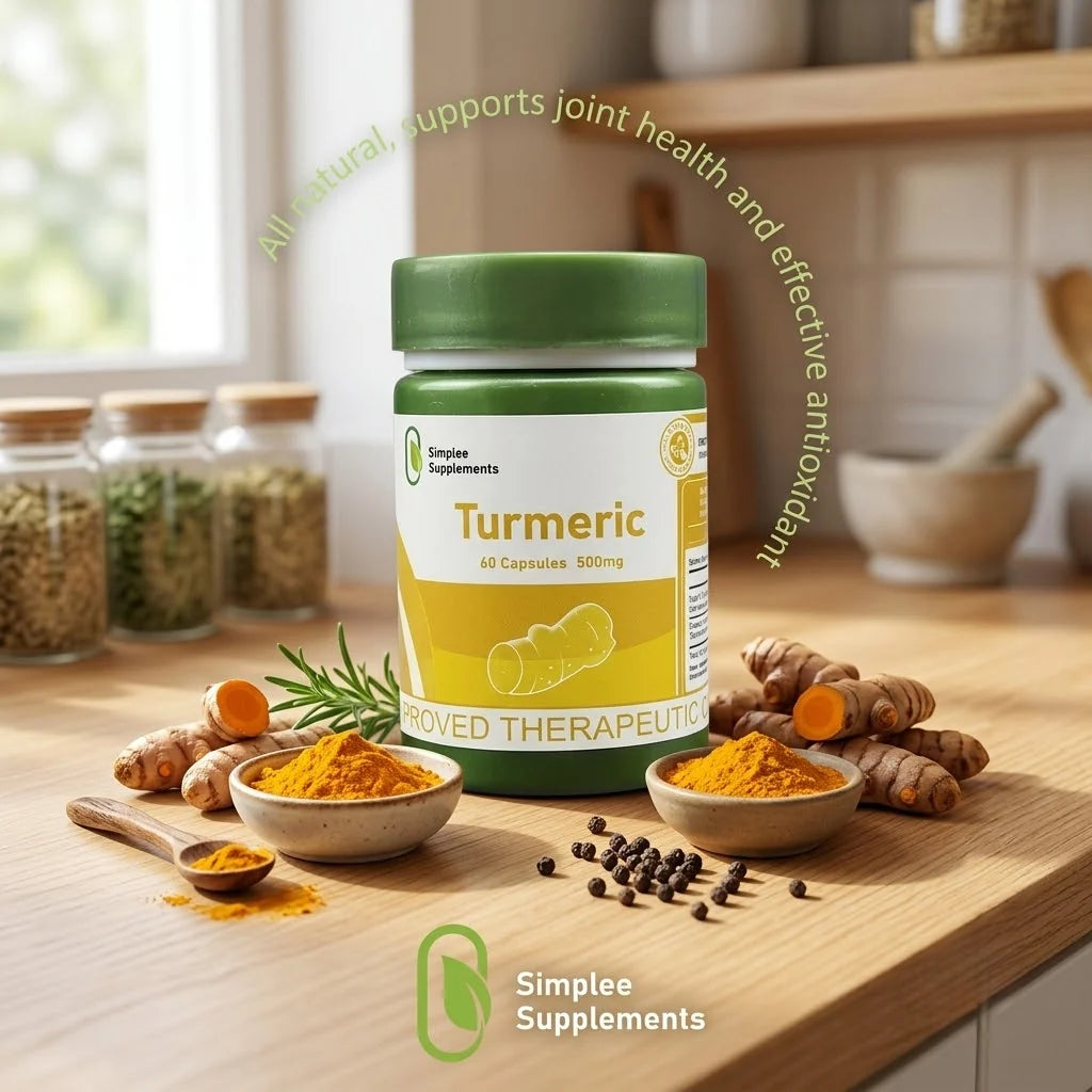 Simplee Supplements Turmeric 500mg Dietary Supplement 60 Capsules