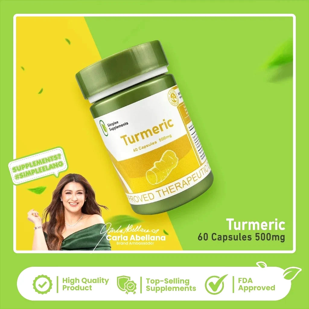 Simplee Supplements Turmeric 500mg Dietary Supplement 60 Capsules