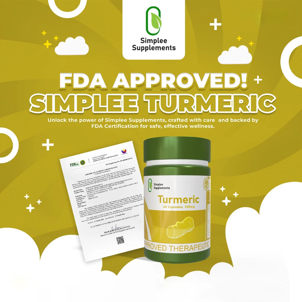 Simplee Supplements Turmeric 500mg Dietary Supplement 60 Capsules