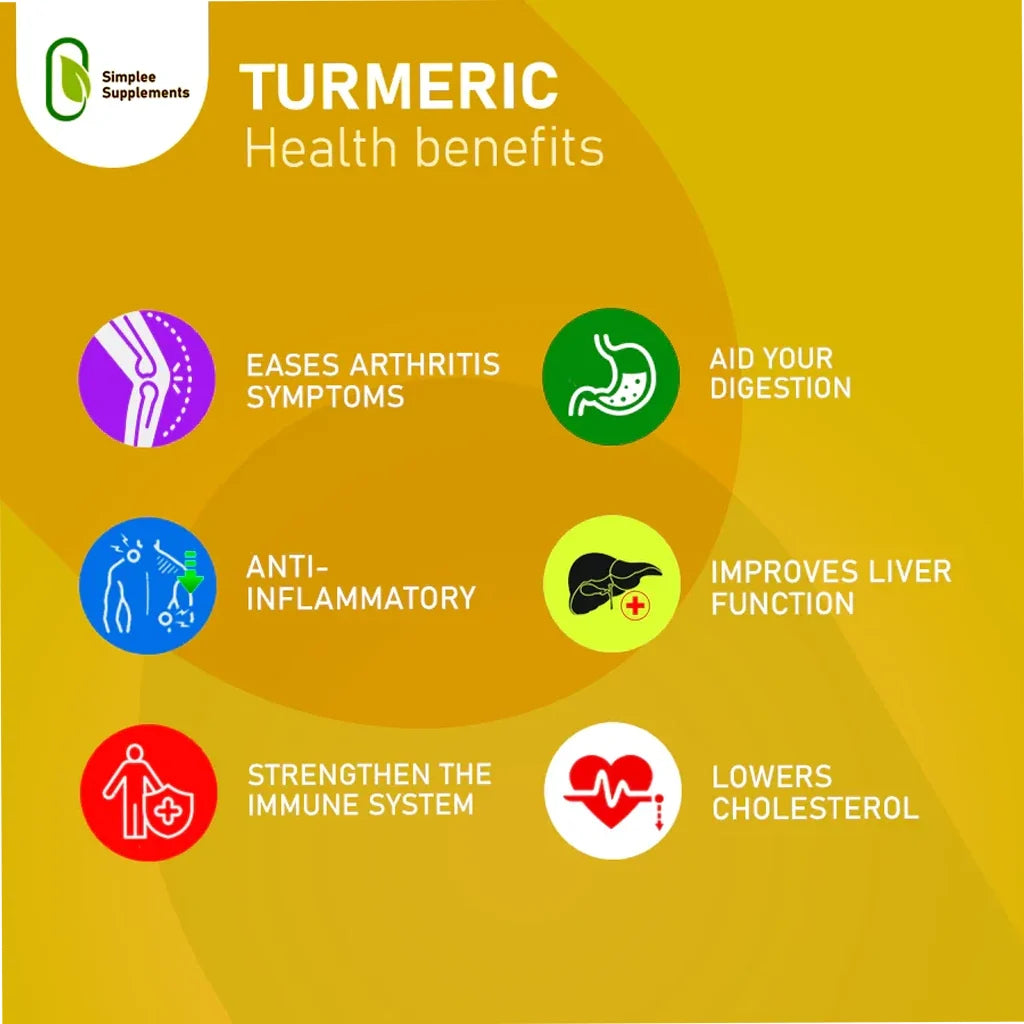 Simplee Supplements Turmeric 500mg Dietary Supplement 60 Capsules
