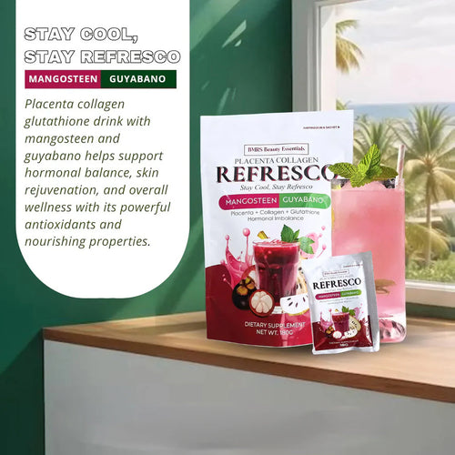 BMRS Beauty Essentials Placenta Collagen Refresco – Mangosteen Guyabano (10 × 18g)