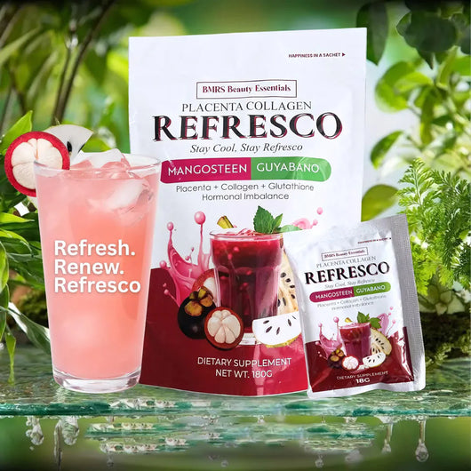 BMRS Beauty Essentials Placenta Collagen Refresco – Mangosteen Guyabano (10 × 18g)