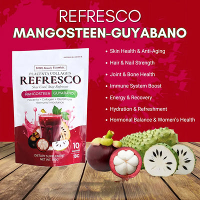 BMRS Beauty Essentials Placenta Collagen Refresco – Mangosteen Guyabano (10 × 18g)