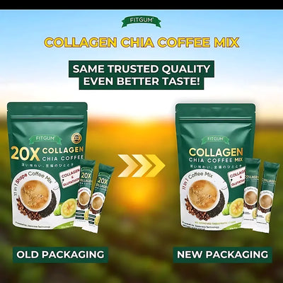 Fitgum Collagen Chia 11 in 1 Shape Coffee Mix – 12g x 10 Sachets